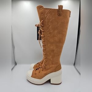 Converse Camel Lace-Up Platform Boots